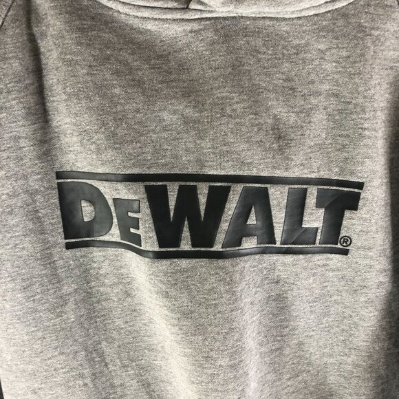 DeWalt Mens Heavy-Duty Gray Hoodie Logo Cotton Blend Fleece Lining L - Picture 3 of 6